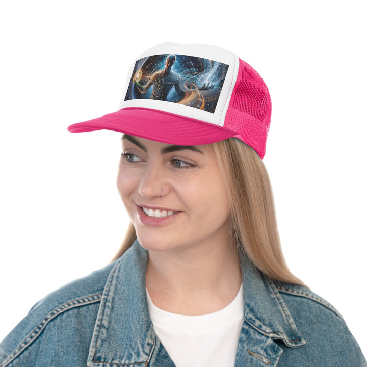 Cosmic Consciousness Cascade - Trucker Hat - Hats - g(0D·IO) - Pink - One size -