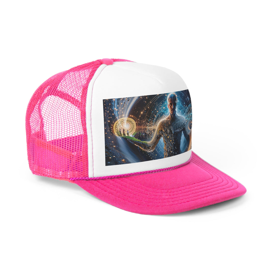 Cosmic Consciousness Cascade - Trucker Hat - Hats - g(0D·IO) - Pink - One size -