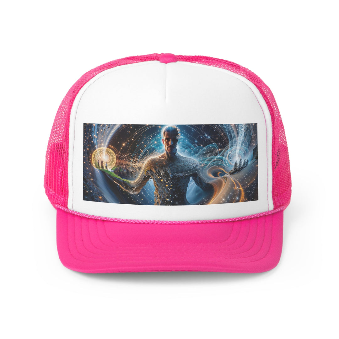 Cosmic Consciousness Cascade - Trucker Hat - Hats - g(0D·IO) - Pink - One size -