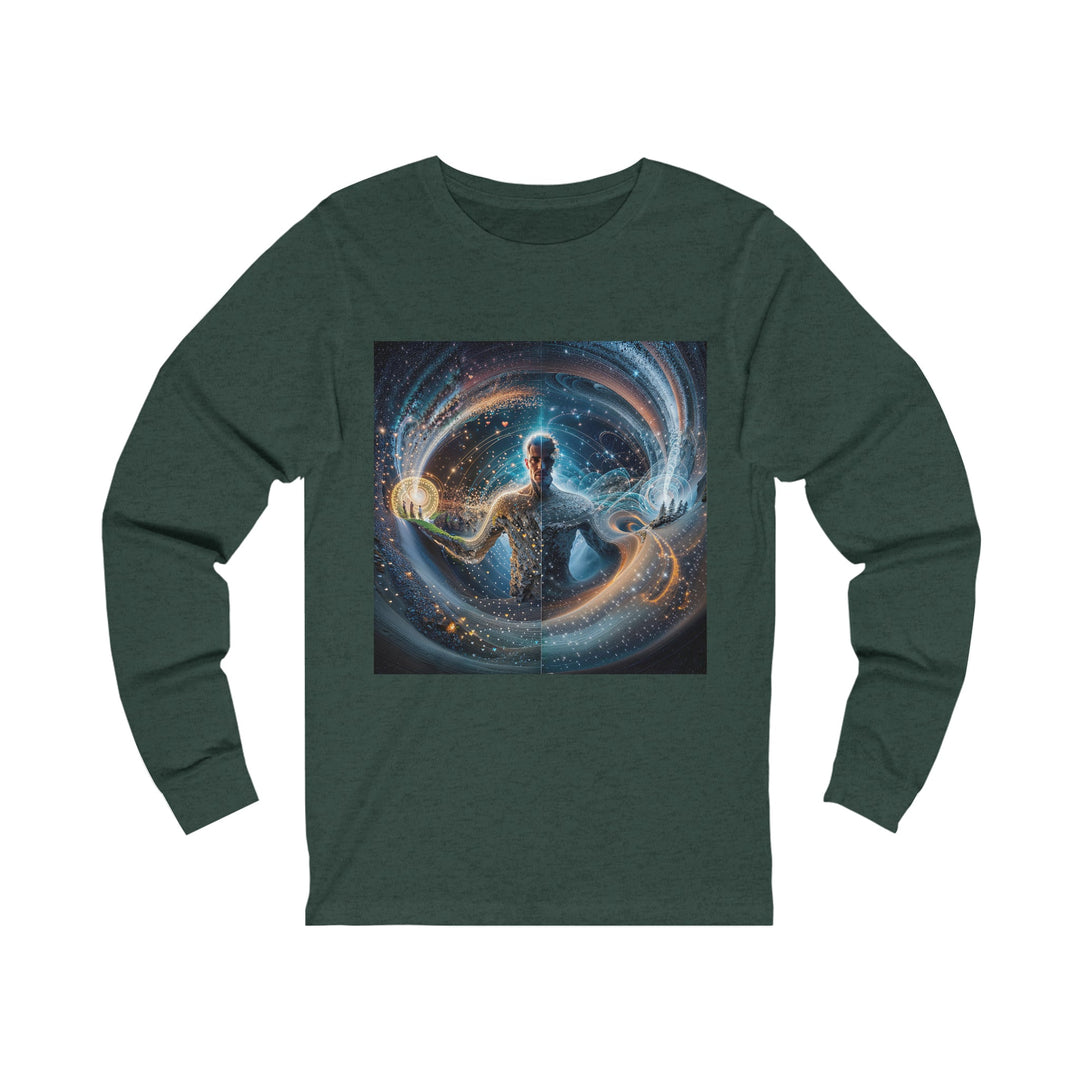 Cosmic Consciousness Cascade - Unisex Jersey Long Sleeve Tee - Long-sleeve - g(0D·IO) - M - Heather Forest -