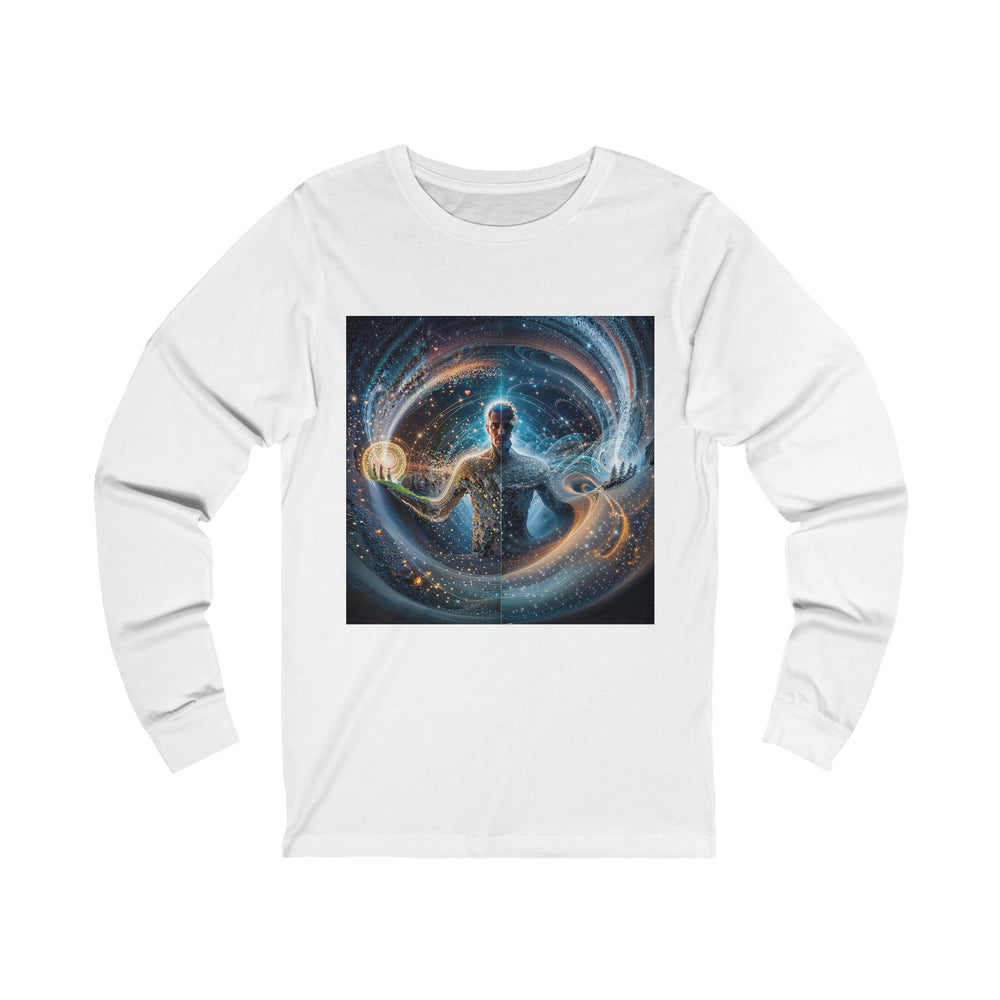 Cosmic Consciousness Cascade - Unisex Jersey Long Sleeve Tee - Long-sleeve - g(0D·IO) - S - White -