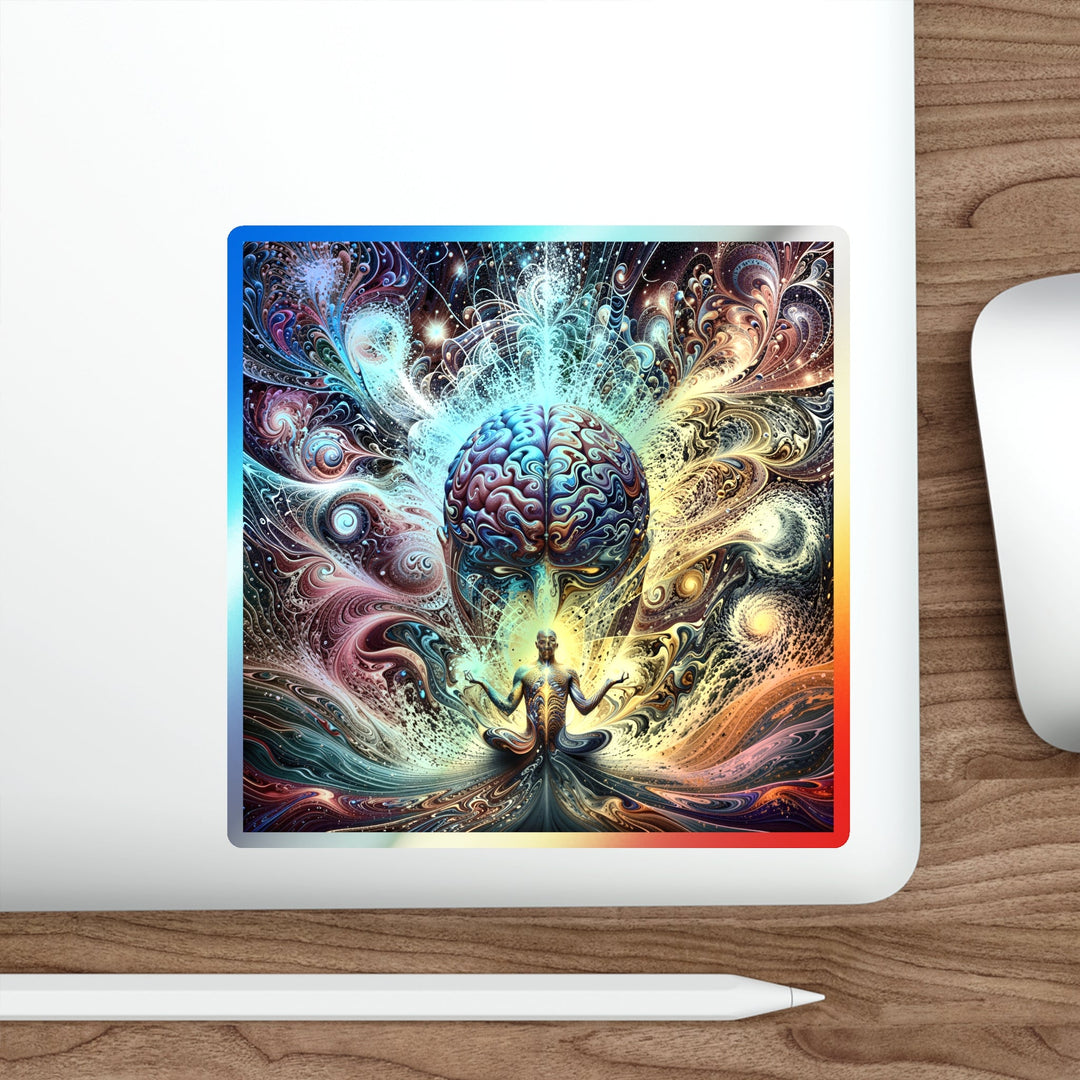 Cosmic Consciousness Meditation - Holographic Die-Cut Sticker - Paper products - g(0D·IO) - 5" × 5" - Die-Cut - Holographic