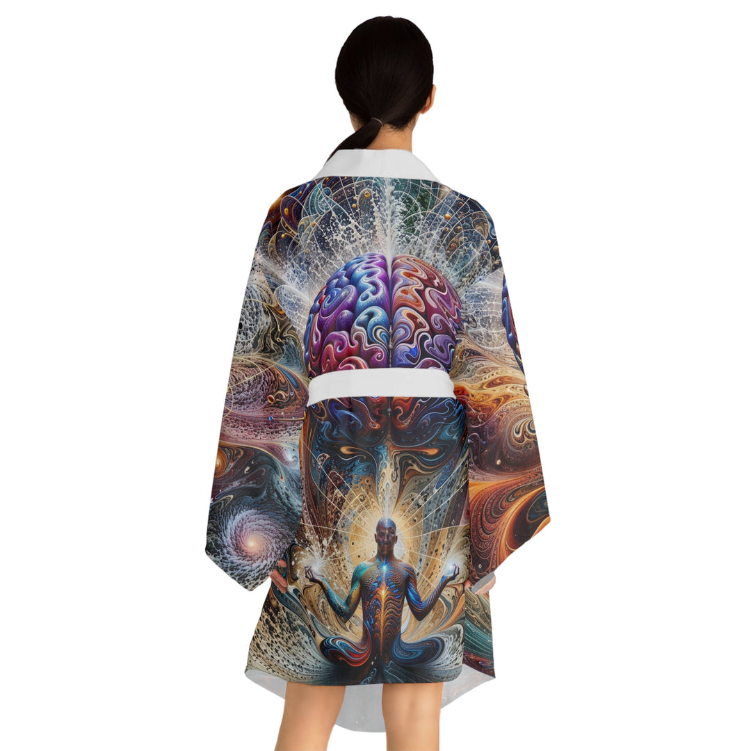 Cosmic Consciousness Meditation - Long Sleeve Kimono Robe - All Over Prints - g(0D·IO) - XS - Black -