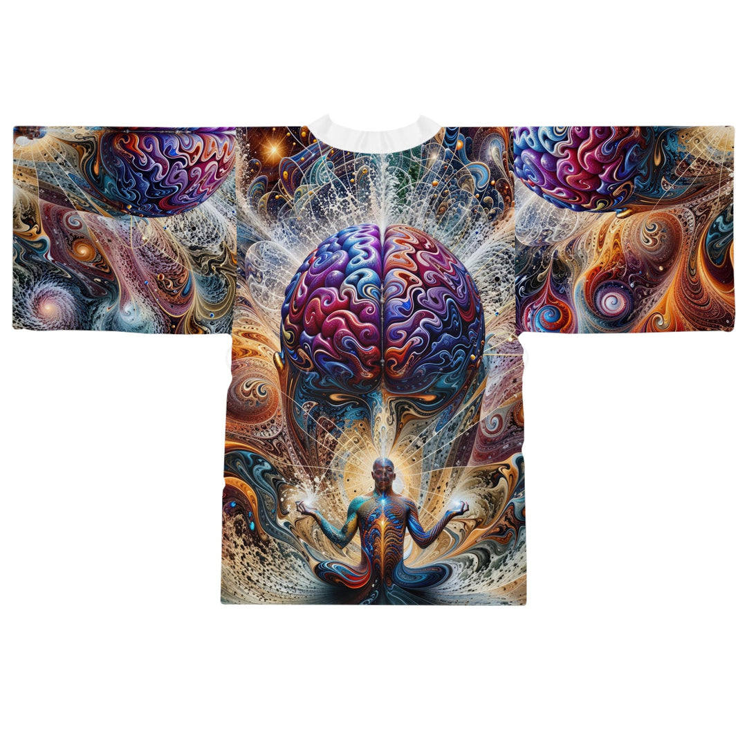 Cosmic Consciousness Meditation - Long Sleeve Kimono Robe - All Over Prints - g(0D·IO) - XS - Black -