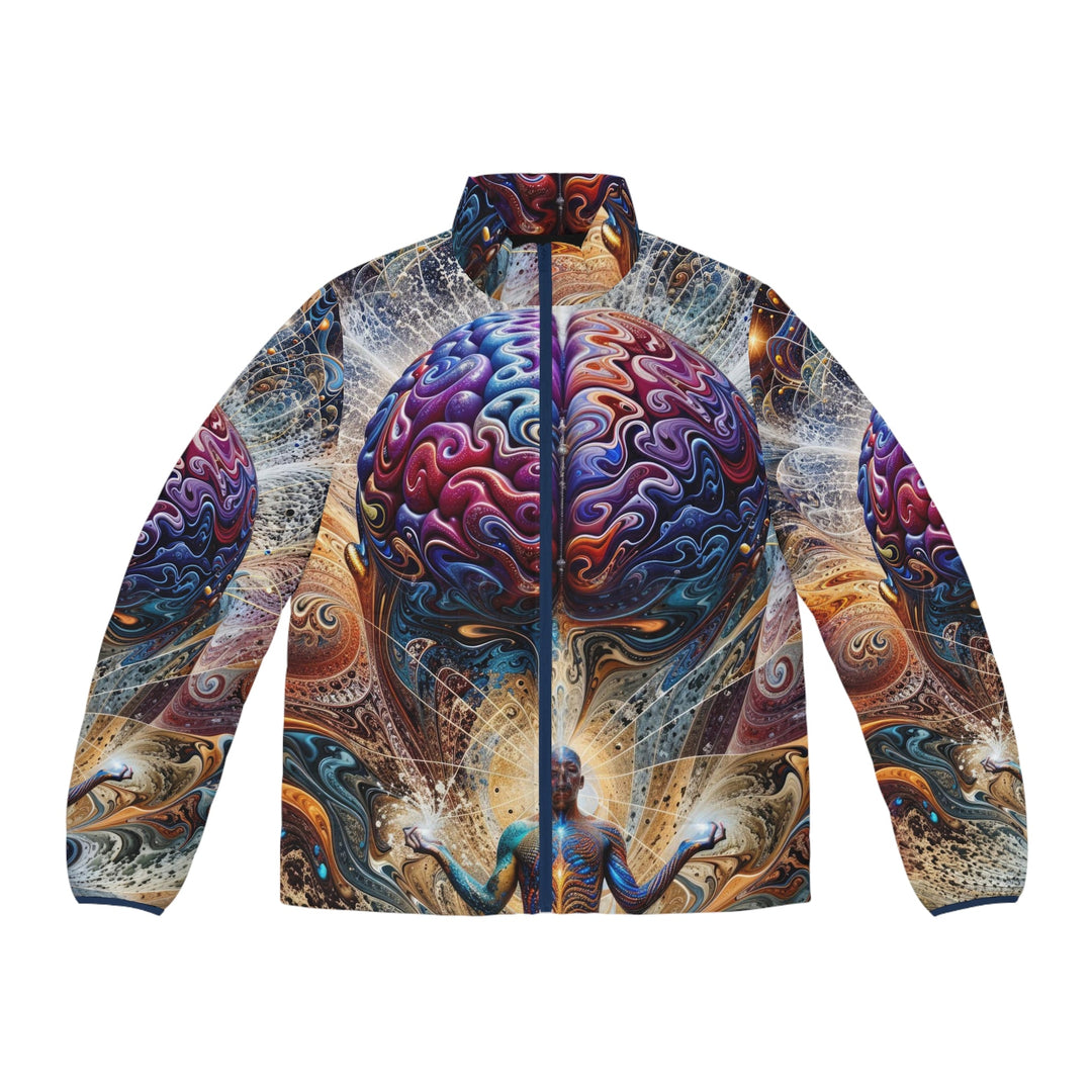 Cosmic Consciousness Meditation - Puffer Jacket - All Over Prints - g(0D·IO) - S - Dark blue zipper -