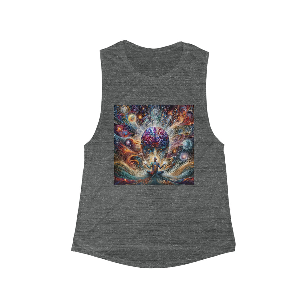 Cosmic Consciousness Meditation - Women's Flowy Scoop Muscle Tank - Tank Top - g(0D·IO) - S - Asphalt Slub -