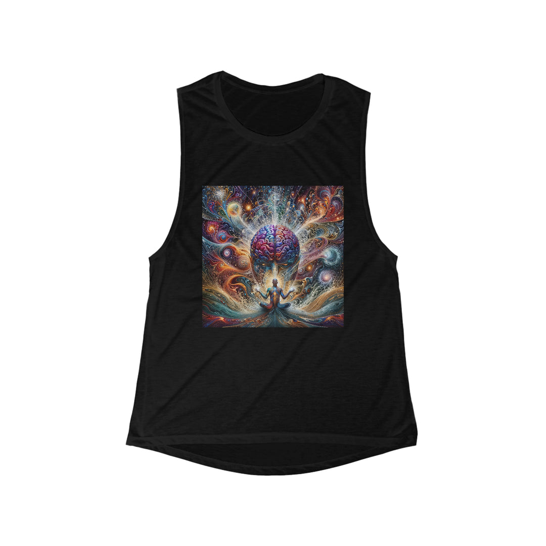 Cosmic Consciousness Meditation - Women's Flowy Scoop Muscle Tank - Tank Top - g(0D·IO) - S - Black -