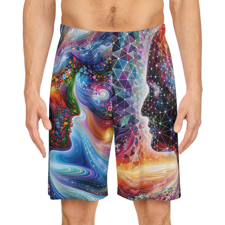 Cosmic Dream Silhouette - AOP Basketball Shorts - All Over Prints - g(0D·IO) - Seam thread color automatically matched to design - XS -