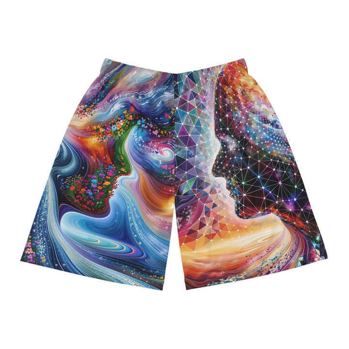 Cosmic Dream Silhouette - AOP Basketball Shorts - All Over Prints - g(0D·IO) - Seam thread color automatically matched to design - XS -