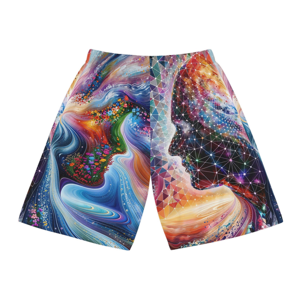 Cosmic Dream Silhouette - AOP Basketball Shorts - All Over Prints - g(0D·IO) - Seam thread color automatically matched to design - XS -