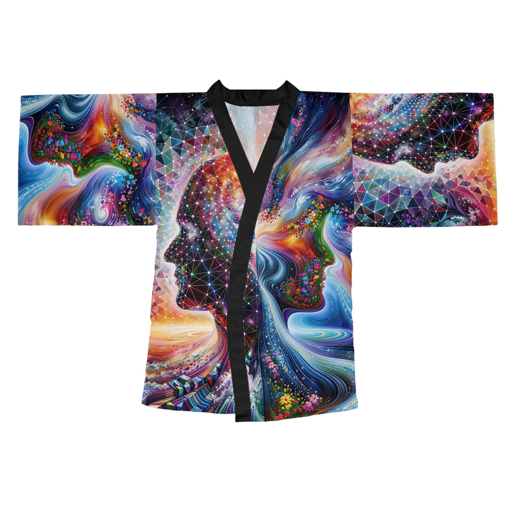 Cosmic Dream Silhouette - Long Sleeve Kimono Robe - All Over Prints - g(0D·IO) - XS - Black -