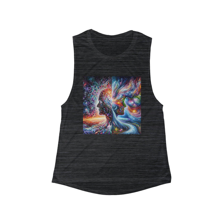 Cosmic Dream Silhouette - Women's Flowy Scoop Muscle Tank - Tank Top - g(0D·IO) - S - Black Slub -