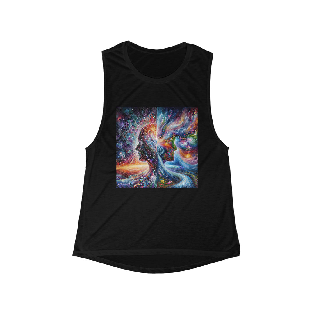 Cosmic Dream Silhouette - Women's Flowy Scoop Muscle Tank - Tank Top - g(0D·IO) - S - Black -