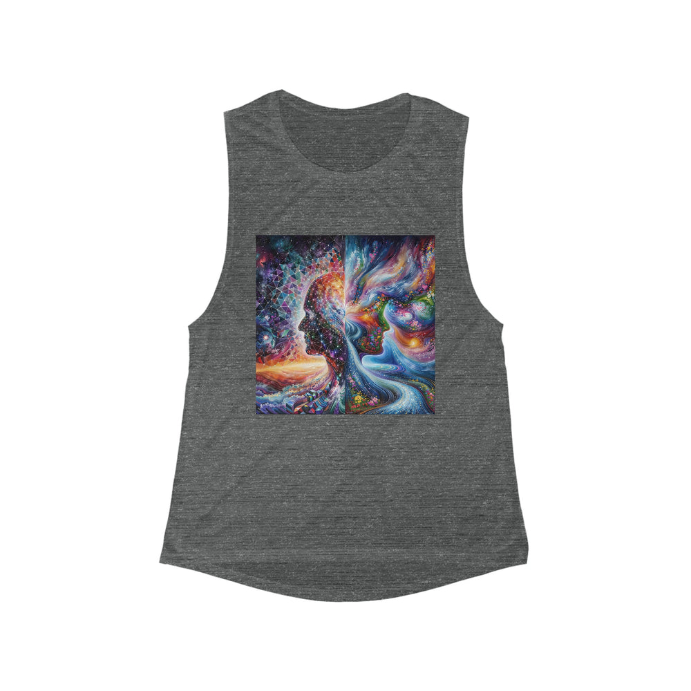 Cosmic Dream Silhouette - Women's Flowy Scoop Muscle Tank - Tank Top - g(0D·IO) - S - Asphalt Slub -