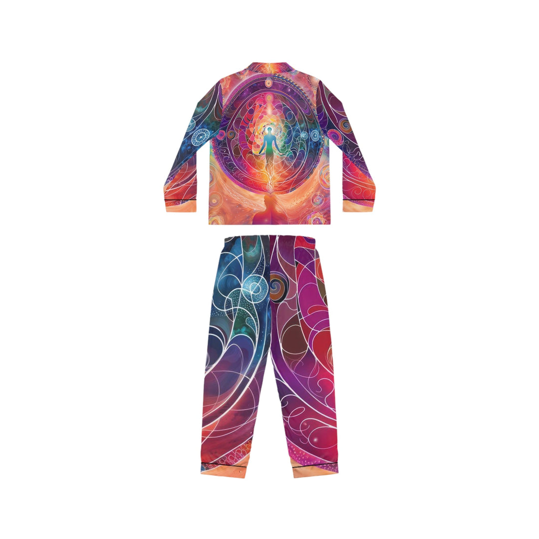 Cosmic Energy Flow - Women's Satin Pajamas - All Over Prints - g(0D·IO) - XS/S - Black -