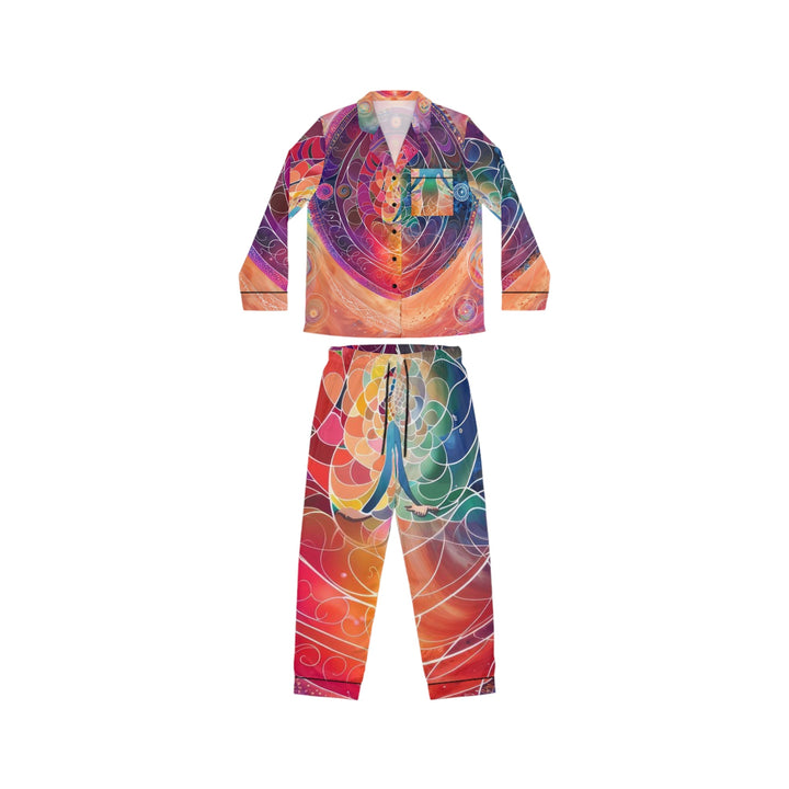 Cosmic Energy Flow - Women's Satin Pajamas - All Over Prints - g(0D·IO) - XS/S - Black -