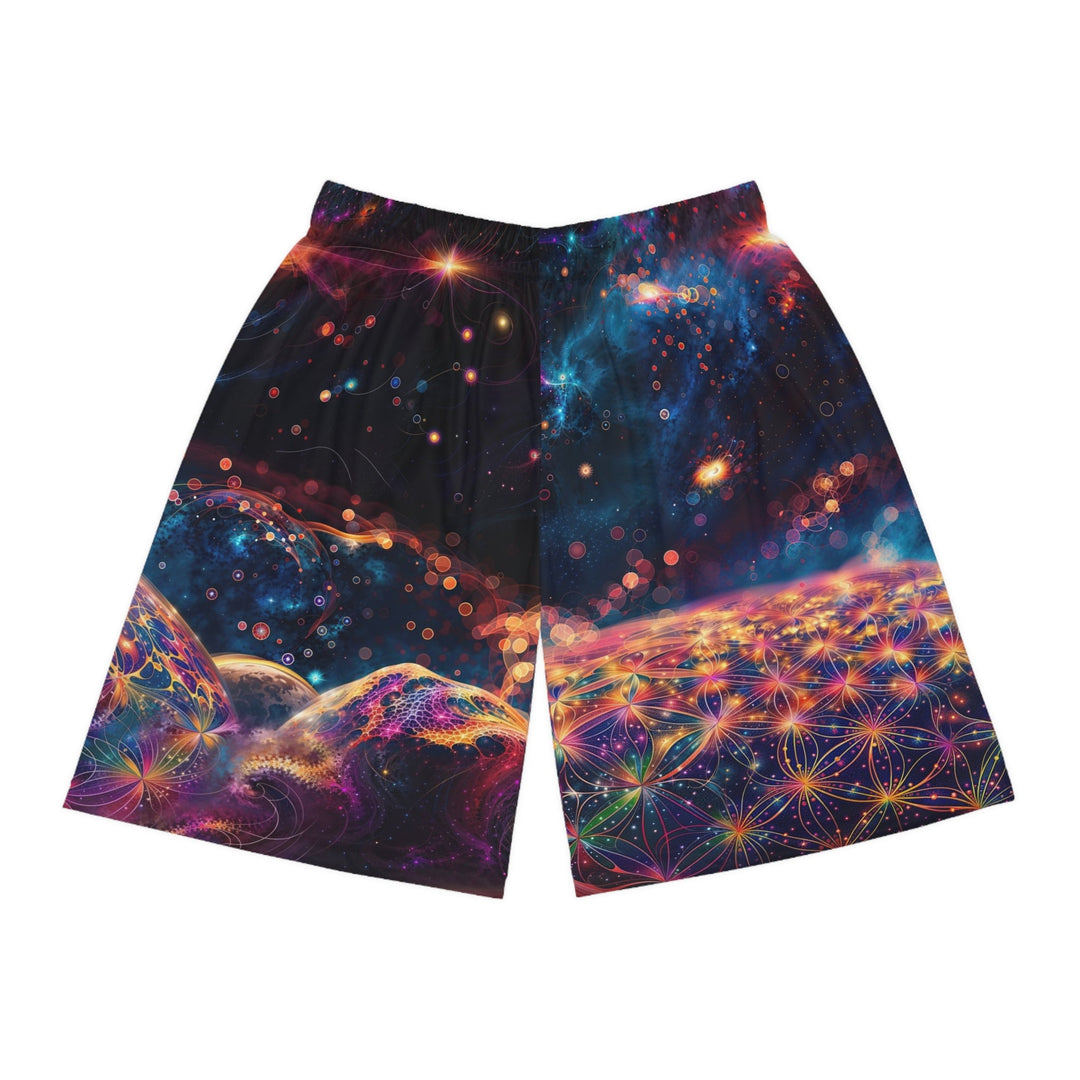 Cosmic Energy Tapestry - AOP Basketball Shorts - All Over Prints - g(0D·IO) - Seam thread color automatically matched to design - XS -