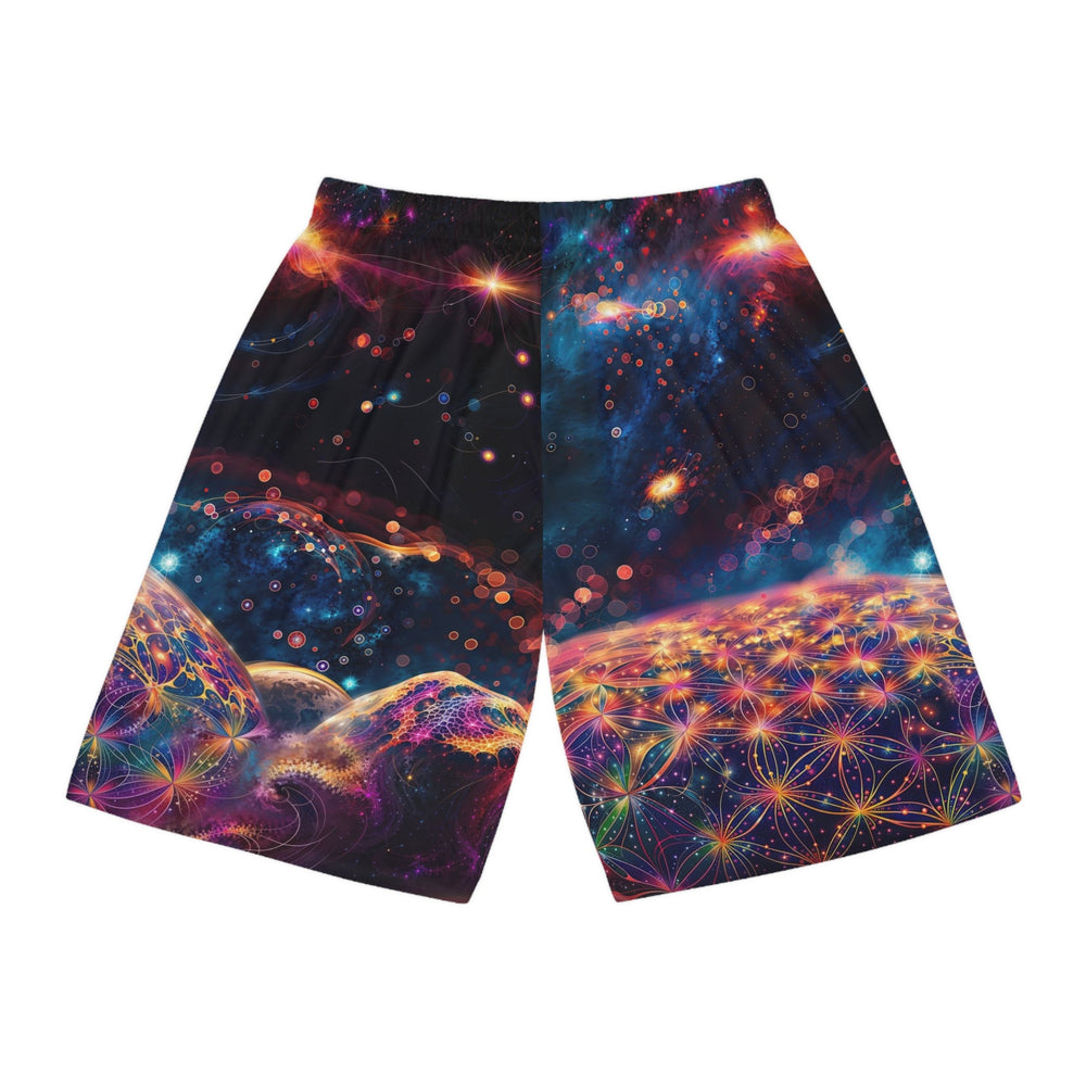 Cosmic Energy Tapestry - AOP Basketball Shorts - All Over Prints - g(0D·IO) - Seam thread color automatically matched to design - XS -