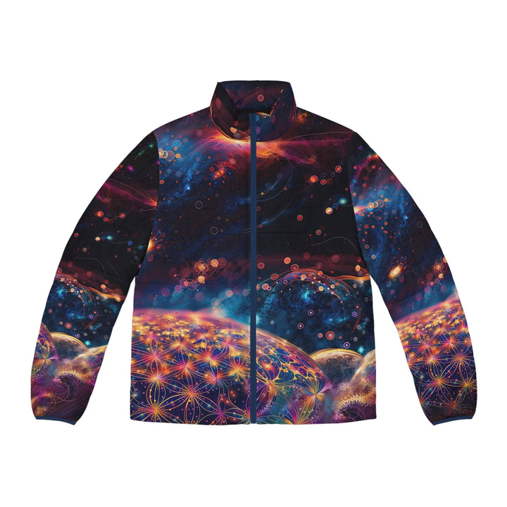 Cosmic Energy Tapestry - Puffer Jacket - All Over Prints - g(0D·IO) - S - Dark blue zipper -