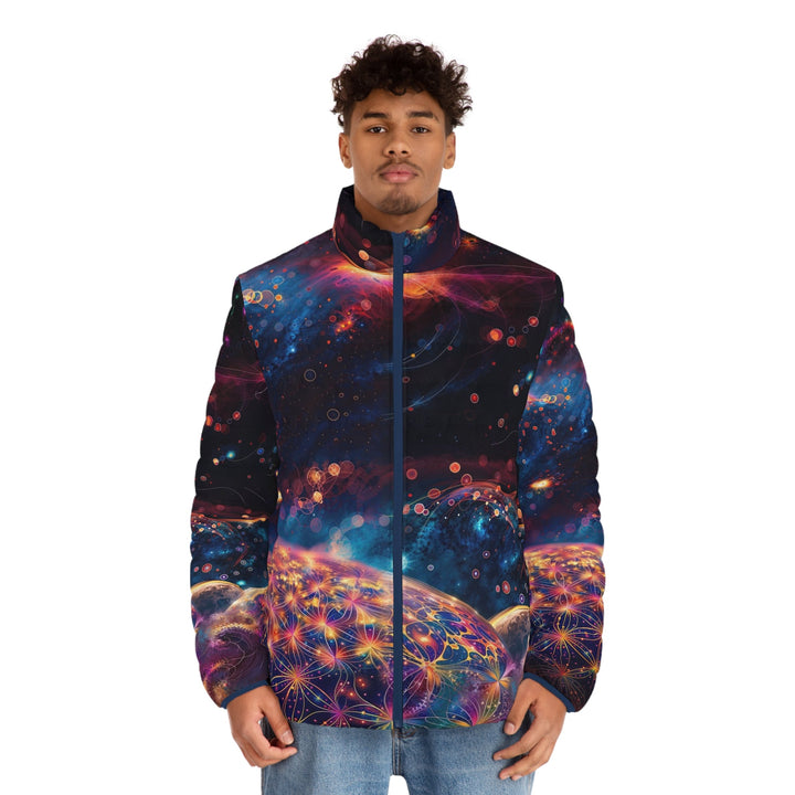 Cosmic Energy Tapestry - Puffer Jacket - All Over Prints - g(0D·IO) - S - Black zipper -