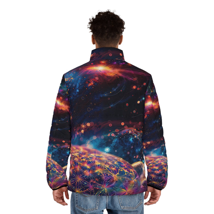 Cosmic Energy Tapestry - Puffer Jacket - All Over Prints - g(0D·IO) - S - Black zipper -