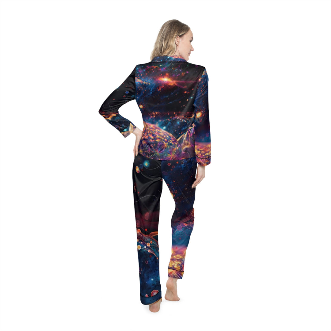 Cosmic Energy Tapestry - Women's Satin Pajamas - All Over Prints - g(0D·IO) - XS/S - Black -