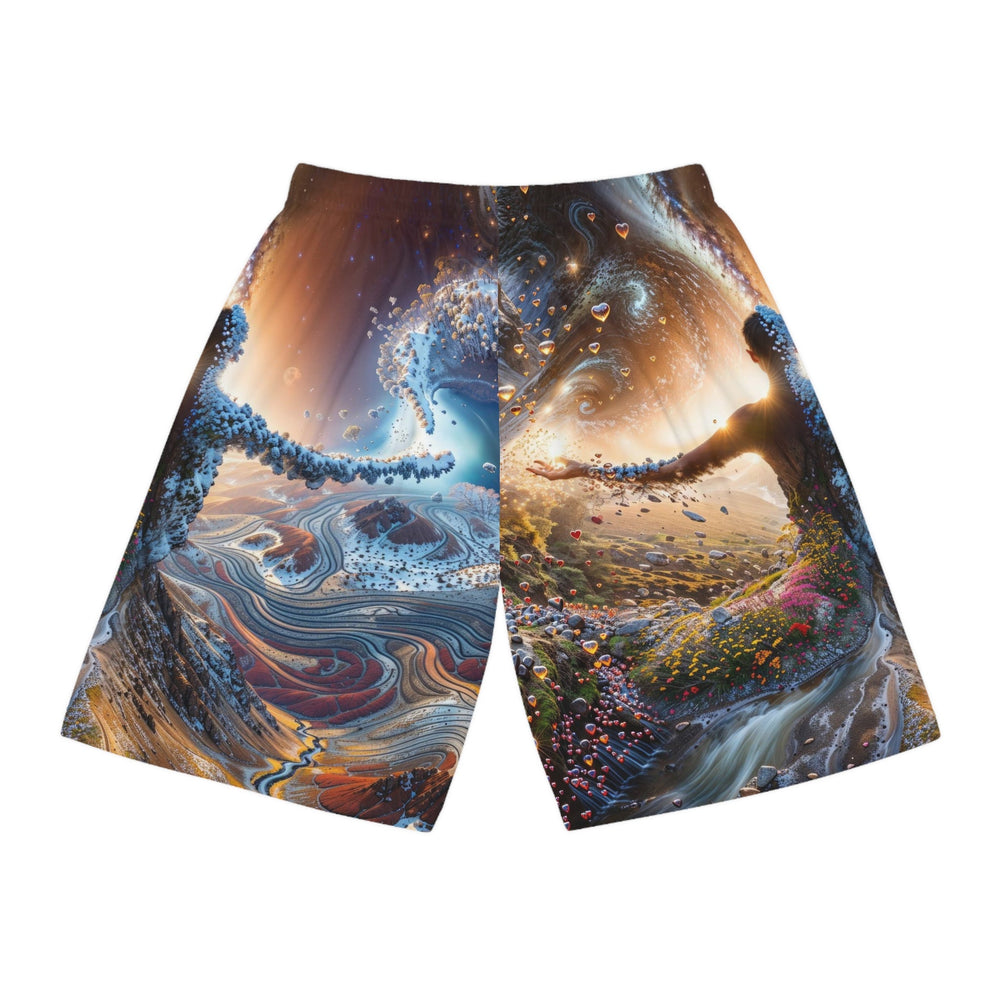 Cosmic Essence Unfurling - AOP Basketball Shorts - All Over Prints - g(0D·IO) - Seam thread color automatically matched to design - XS -