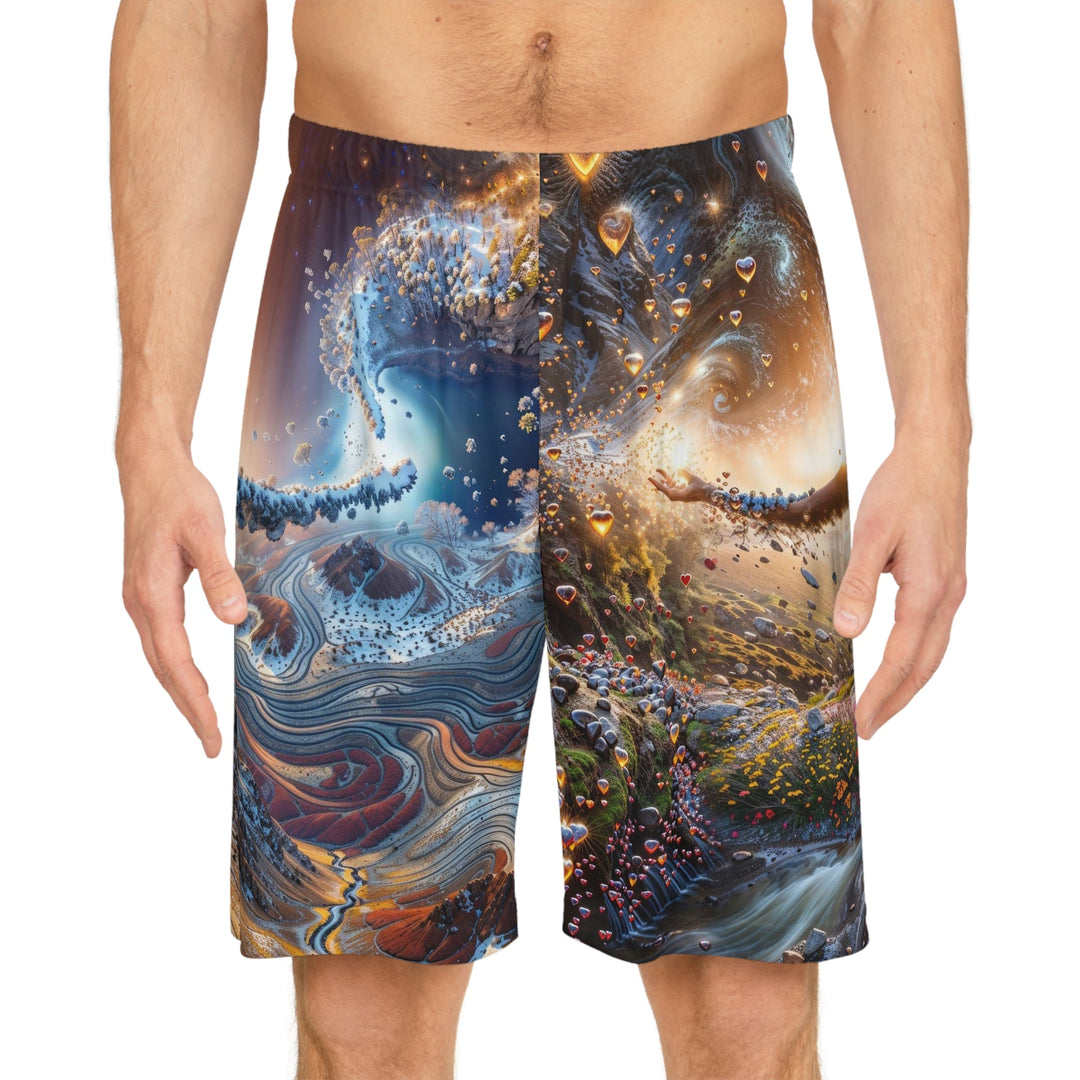 Cosmic Essence Unfurling - AOP Basketball Shorts - All Over Prints - g(0D·IO) - Seam thread color automatically matched to design - XS -