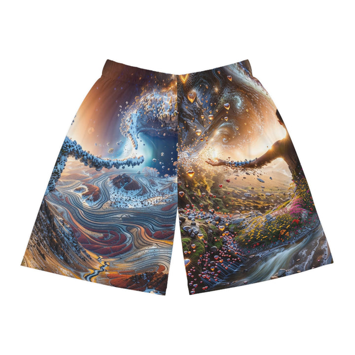 Cosmic Essence Unfurling - AOP Basketball Shorts - All Over Prints - g(0D·IO) - Seam thread color automatically matched to design - XS -