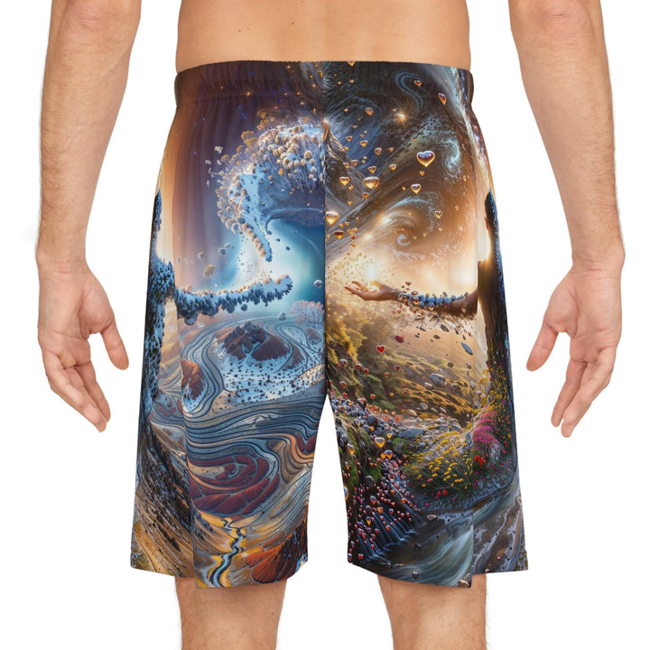 Cosmic Essence Unfurling - AOP Basketball Shorts - All Over Prints - g(0D·IO) - Seam thread color automatically matched to design - XS -