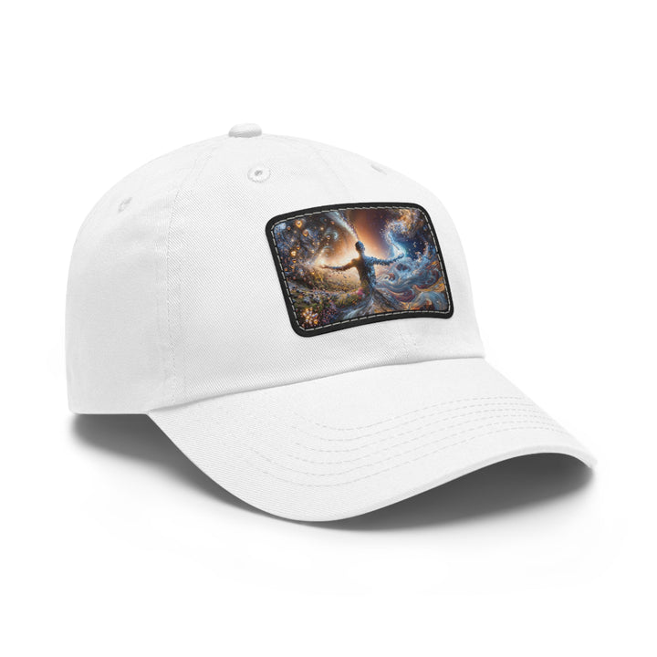 Cosmic Essence Unfurling - Dad Hat - Hats - g(0D·IO) - White / Black patch - Rectangle - One size