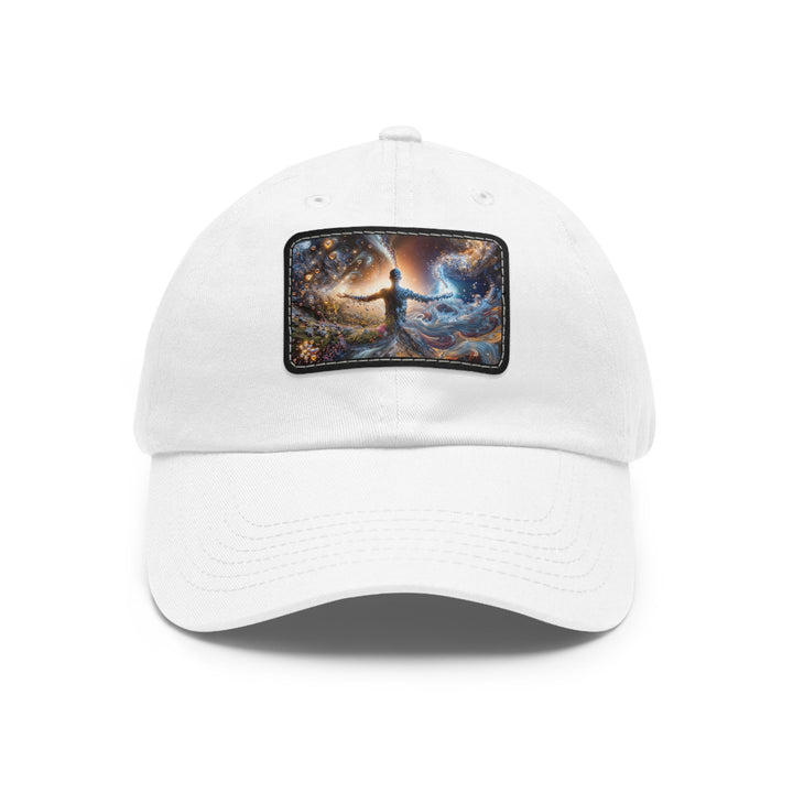 Cosmic Essence Unfurling - Dad Hat - Hats - g(0D·IO) - White / Black patch - Rectangle - One size