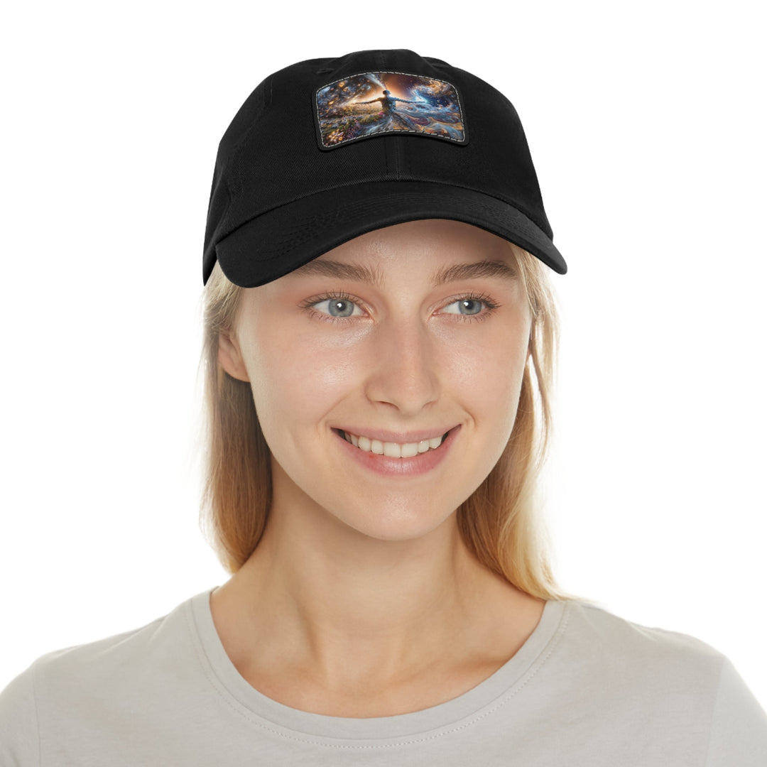 Cosmic Essence Unfurling - Dad Hat - Hats - g(0D·IO) - White / Black patch - Rectangle - One size