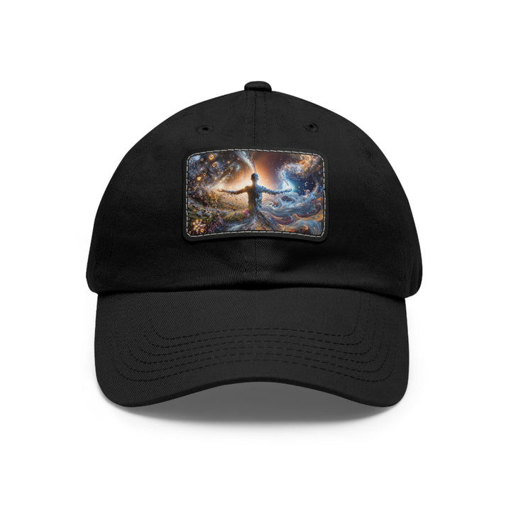 Cosmic Essence Unfurling - Dad Hat - Hats - g(0D·IO) - Black / Black patch - Rectangle - One size