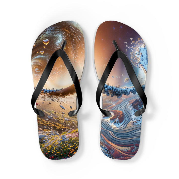 Cosmic Essence Unfurling - Flip Flops - Shoes - g(0D·IO) - L - Black sole -