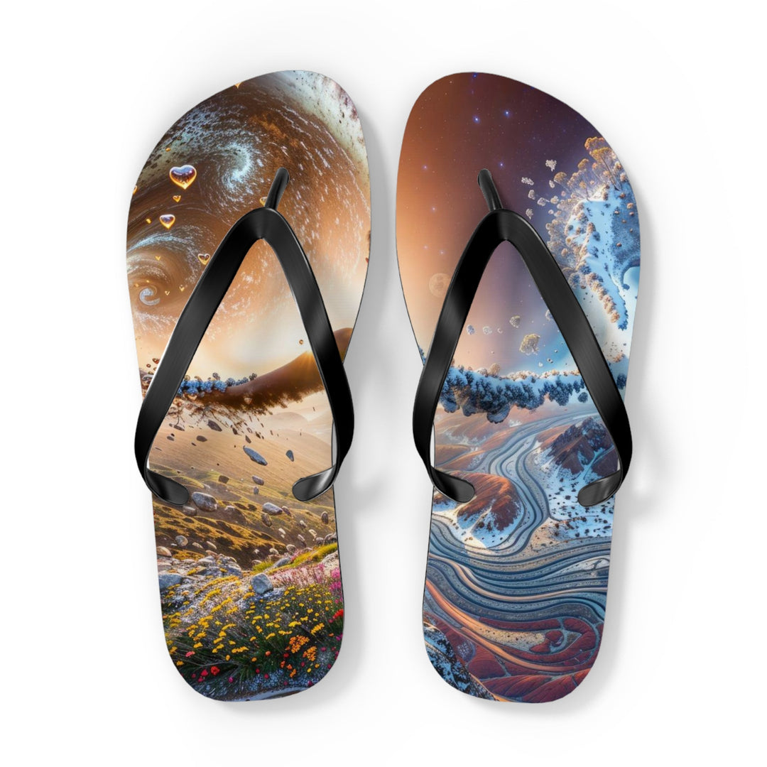 Cosmic Essence Unfurling - Flip Flops - Shoes - g(0D·IO) - XL - Black sole -