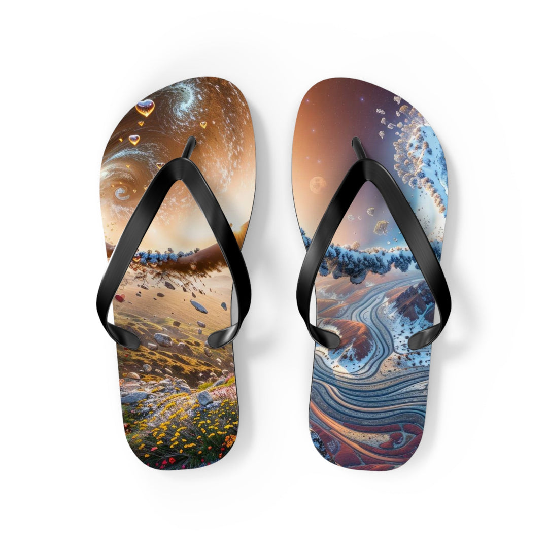 Cosmic Essence Unfurling - Flip Flops - Shoes - g(0D·IO) - M - Black sole -