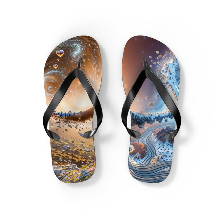 Cosmic Essence Unfurling - Flip Flops - Shoes - g(0D·IO) - S - Black sole -