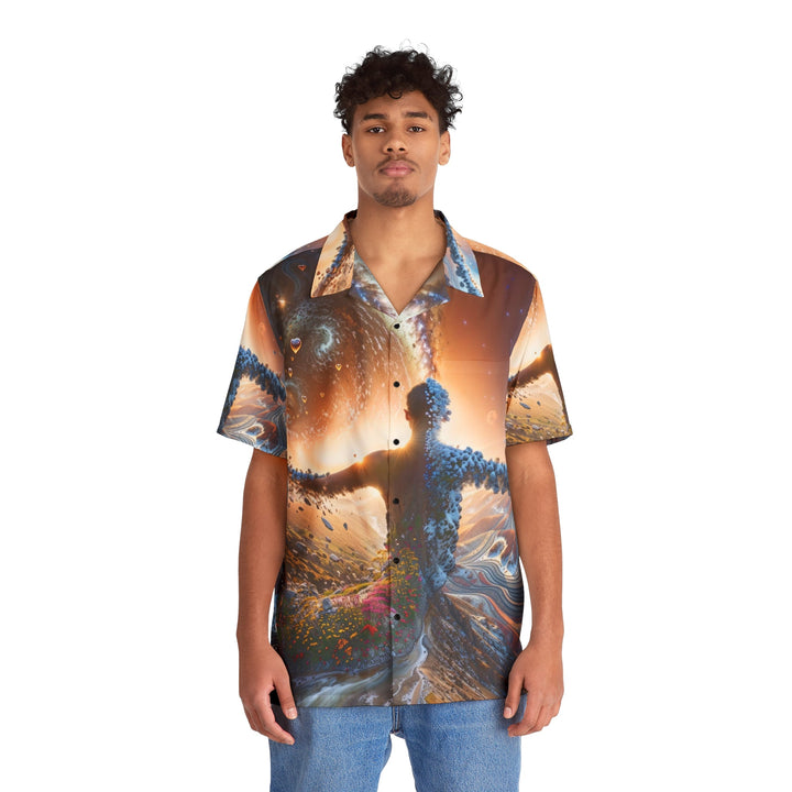 Cosmic Essence Unfurling - Men's Hawaiian Shirt - All Over Prints - g(0D·IO) - S - Black -