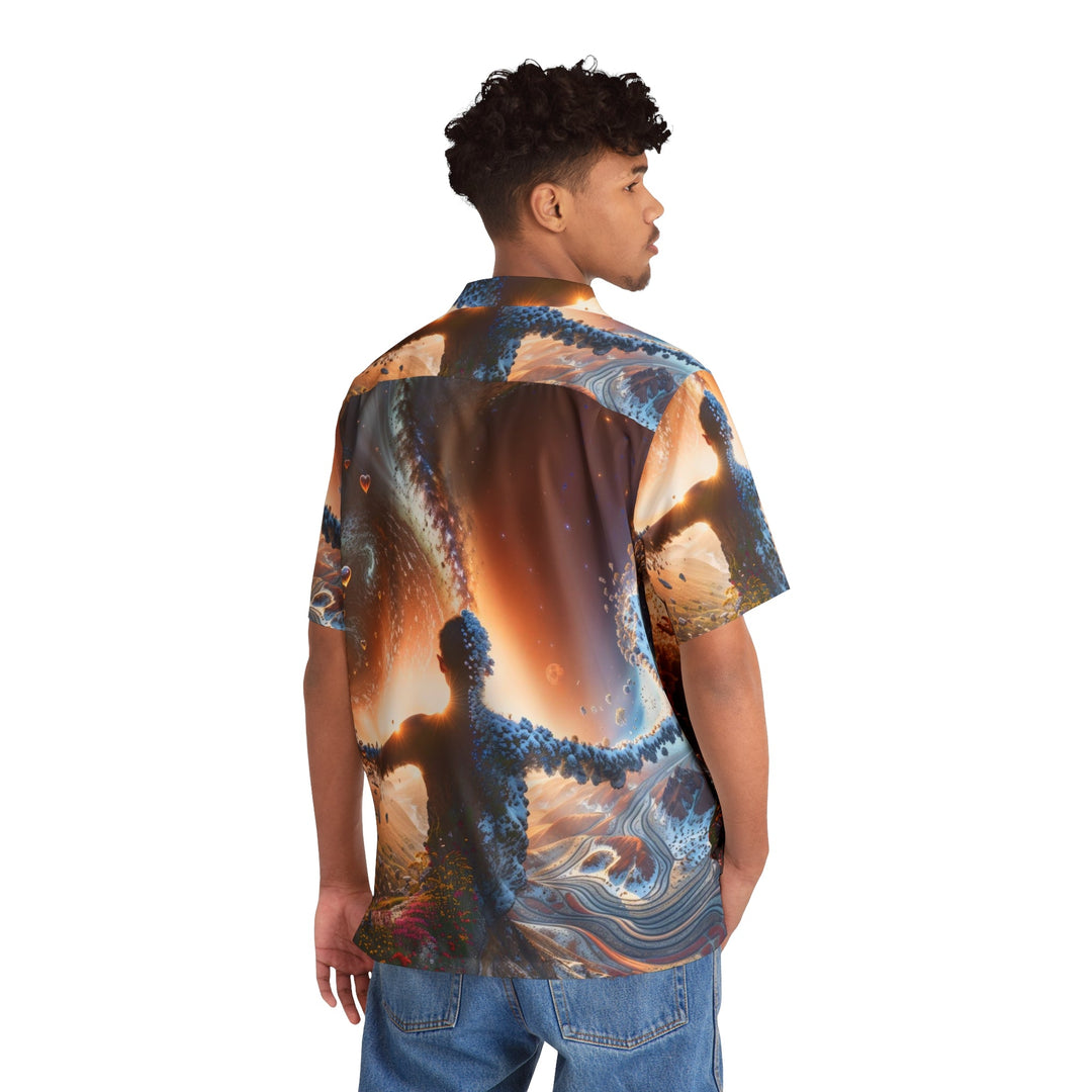 Cosmic Essence Unfurling - Men's Hawaiian Shirt - All Over Prints - g(0D·IO) - S - Black -