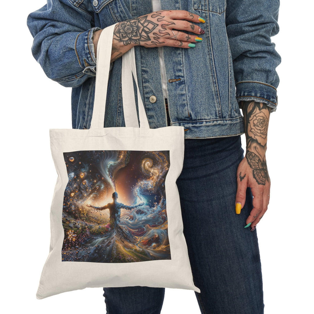 Cosmic Essence Unfurling - Natural Tote Bag - Bags - g(0D·IO) - 15" x 16" - Natural -