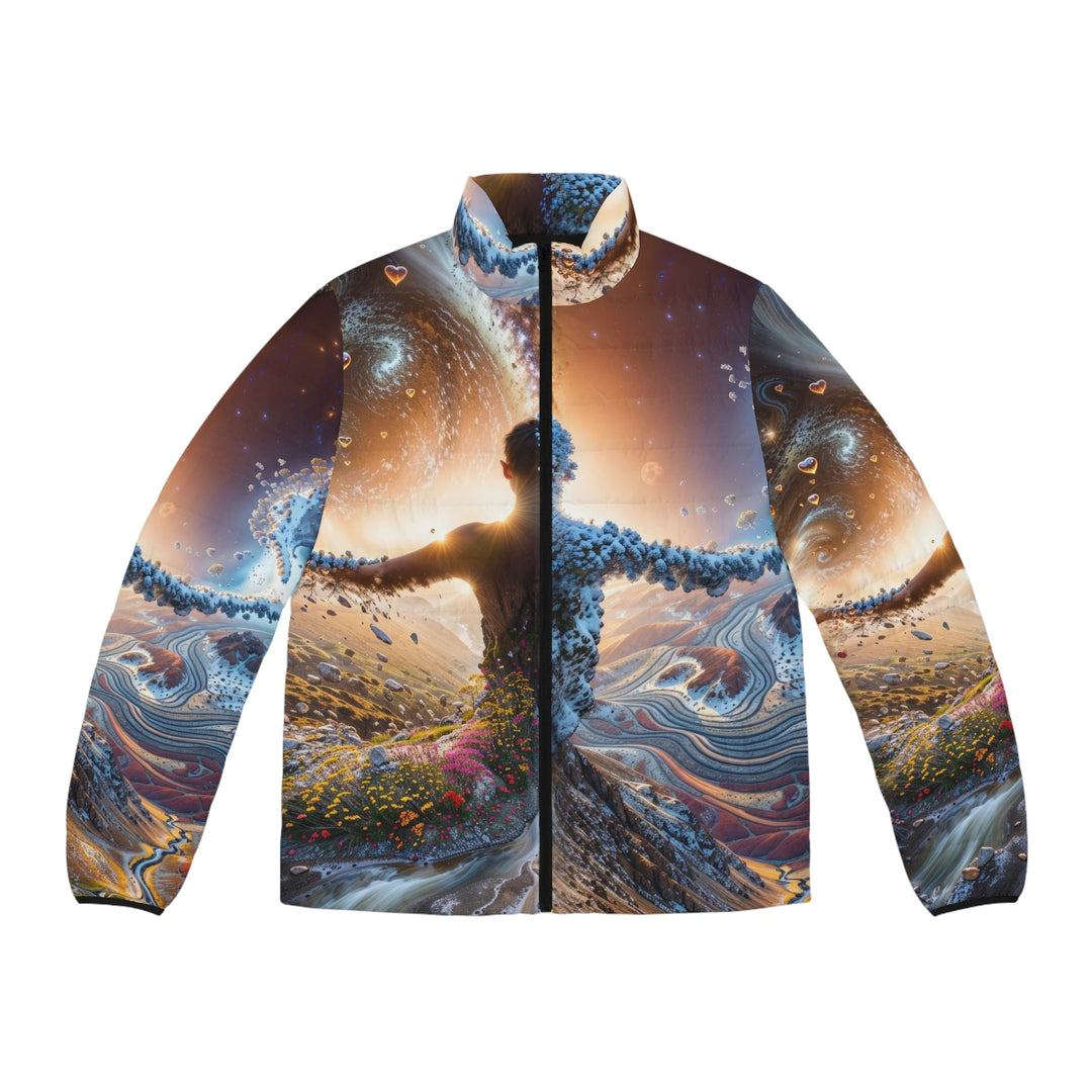 Cosmic Essence Unfurling - Puffer Jacket - All Over Prints - g(0D·IO) - S - Black zipper -