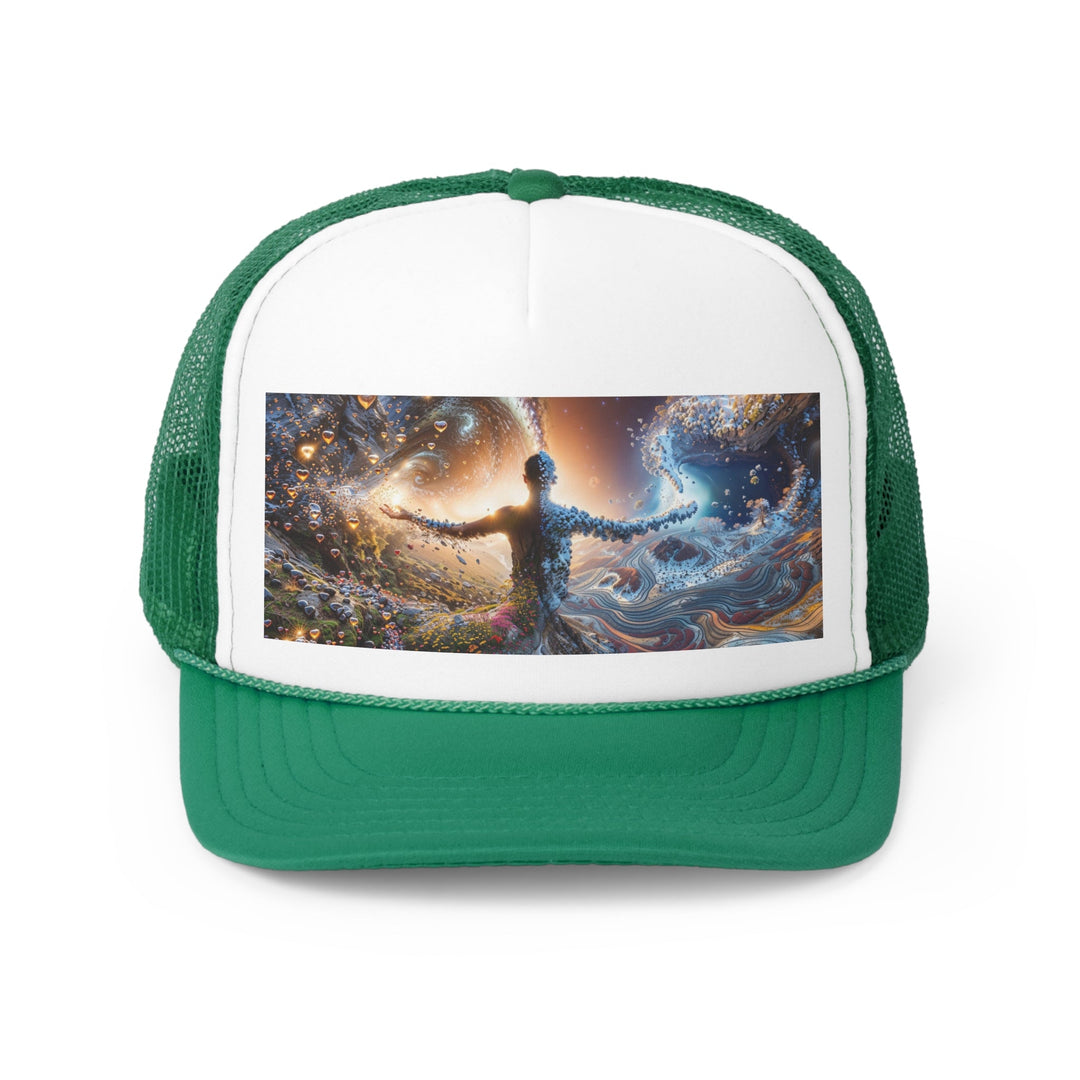 Cosmic Essence Unfurling - Trucker Hat - Hats - g(0D·IO) - Green - One size -