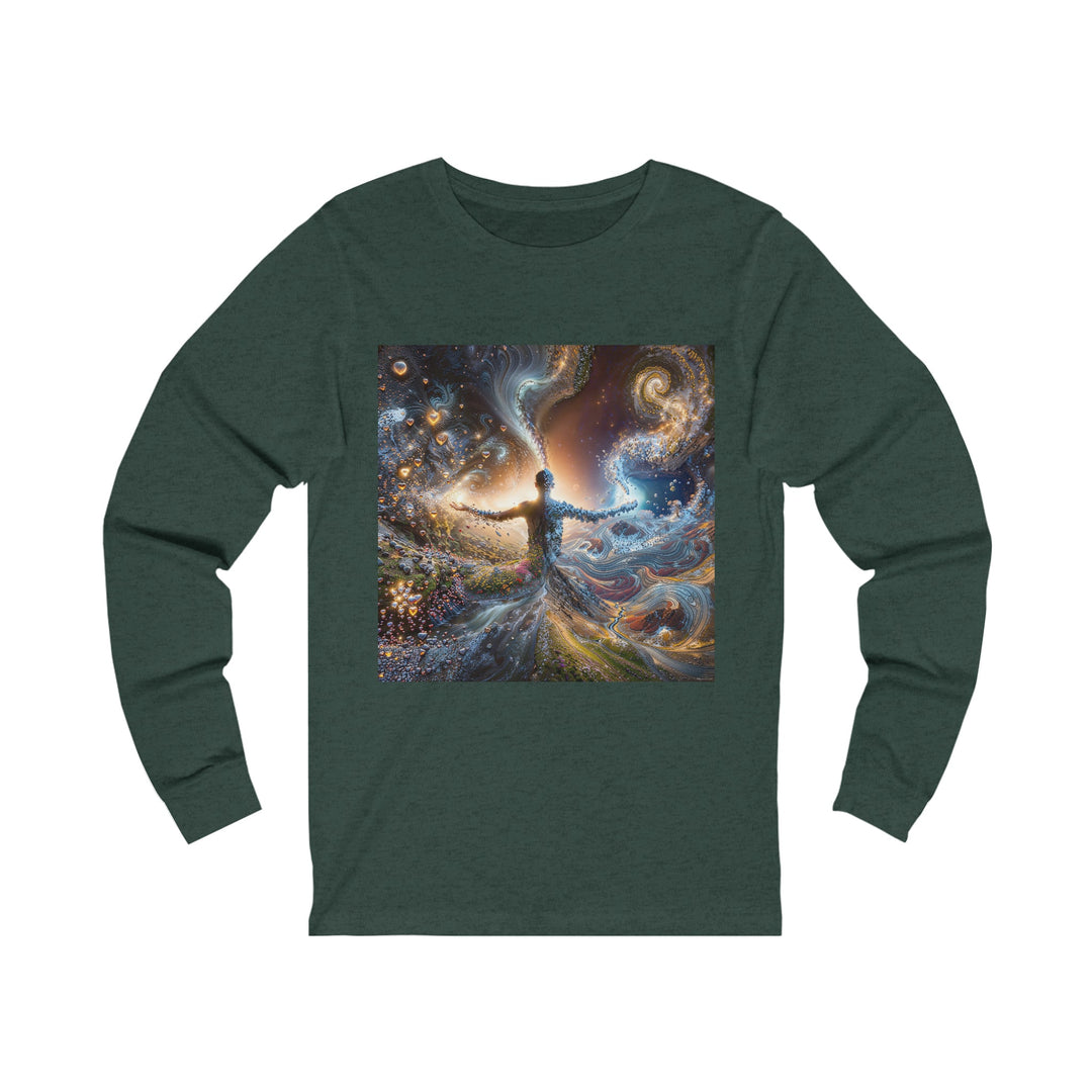 Cosmic Essence Unfurling - Unisex Jersey Long Sleeve Tee - Long-sleeve - g(0D·IO) - M - Heather Forest -