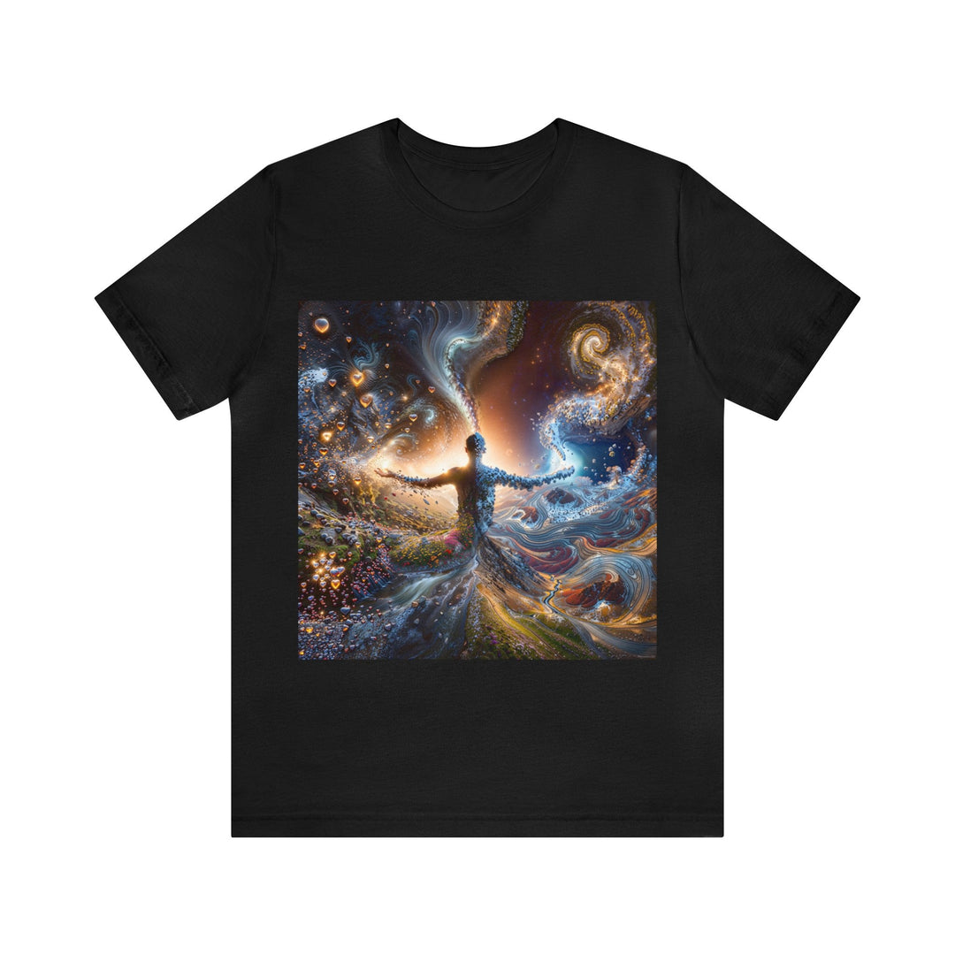 Cosmic Essence Unfurling - Unisex Jersey Short Sleeve Tee - T-Shirt - g(0D·IO) - Black - S -