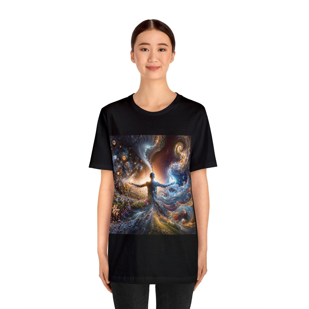 Cosmic Essence Unfurling - Unisex Jersey Short Sleeve Tee - T-Shirt - g(0D·IO) - Black - S -