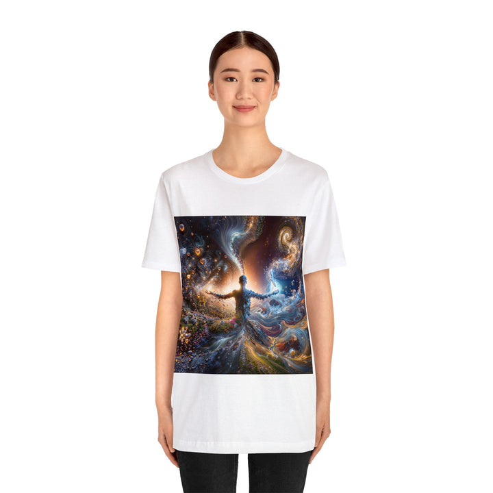 Cosmic Essence Unfurling - Unisex Jersey Short Sleeve Tee - T-Shirt - g(0D·IO) - Black - S -