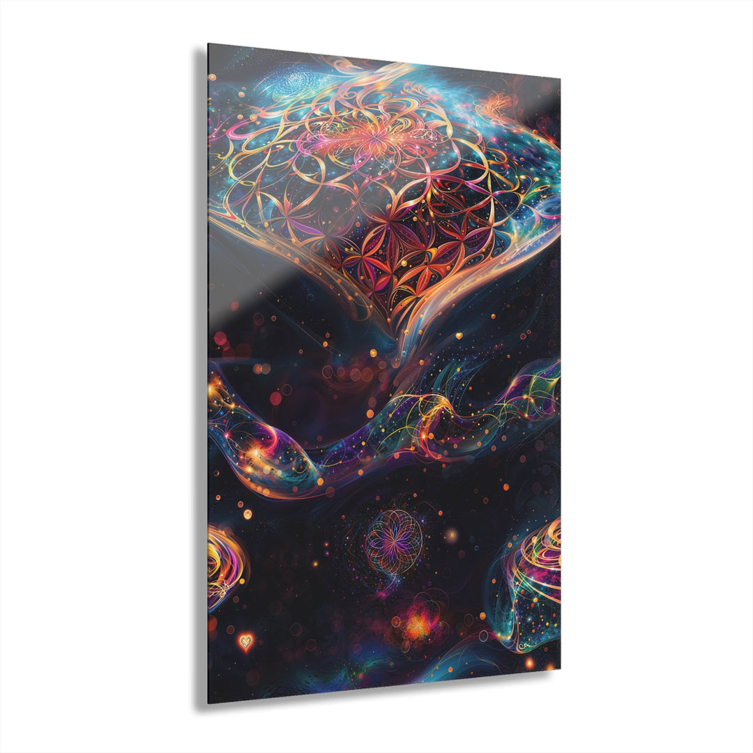 Cosmic Floral Mandala - Acrylic Prints (French Cleat Hanging) - Home Decor - g(0D·IO) - 24" x 36" (Vertical) - 0.25'' -