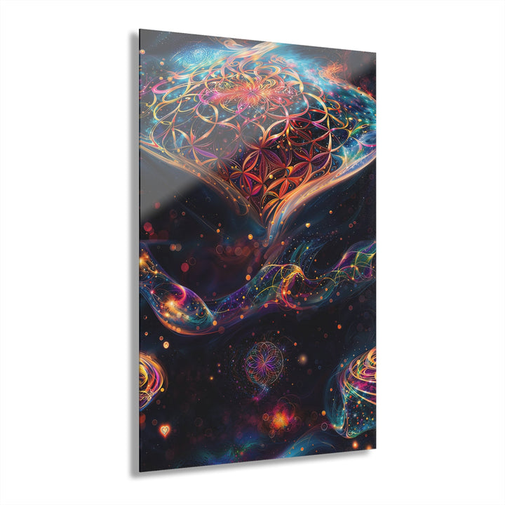 Cosmic Floral Mandala - Acrylic Prints (French Cleat Hanging) - Home Decor - g(0D·IO) - 24" x 36" (Vertical) - 0.25'' -