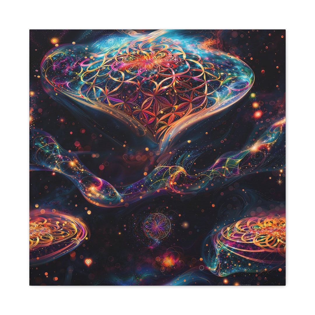 Cosmic Floral Mandala - Matte Canvas Print 1.25" - Canvas - g(0D·IO) - 24″ x 24″ - 1.25" -